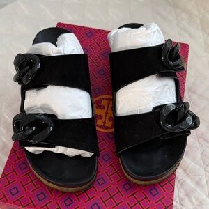Tory Burch Black Double Strap Sandals